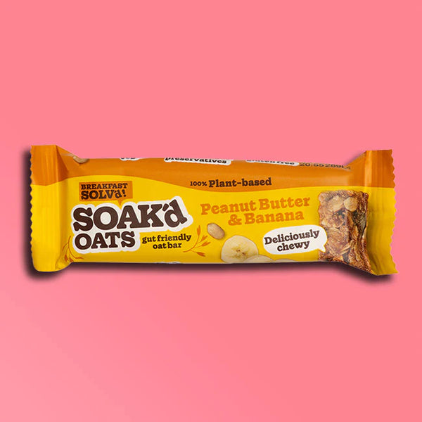 SOAK’d OATS Peanut Butter & Banana Gut Friendly Oat Bars 42g (16 pack)